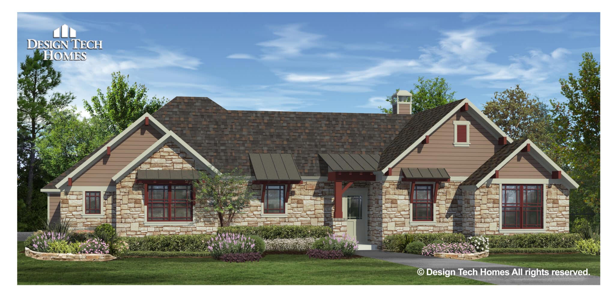 This is a rendering of a craftsman style home featured in the Top 9 Floor Plans For Texas.